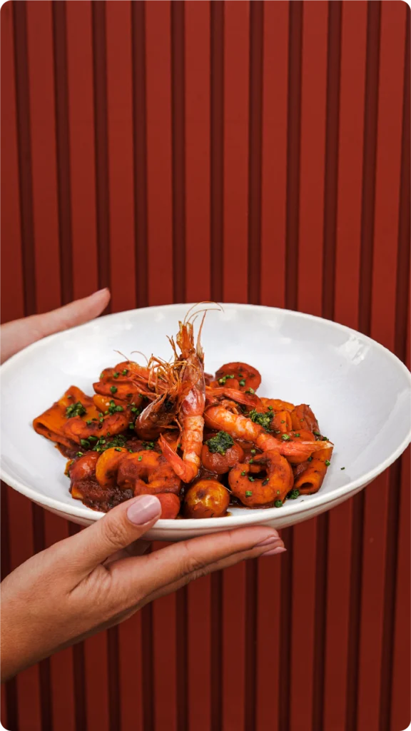 restaurante la caña palma- pasta with prawns